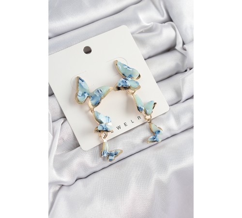 Pirinç Sedef Sallantılı Mermer Desenli Model Gold Renk Vintage Kadın Küpe - TJ-BKP10870