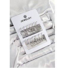 Pirinç Karışık Halka Model Gümüş Renk 6 Çift Kadın Küpe Set - TJ-BKP10876