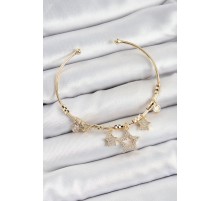 Pirinç Zirkon Taşlı Yıldız Model Gold Renk Charm Bileklik TJ-BB7352