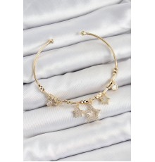 Pirinç Zirkon Taşlı Yıldız Model Gold Renk Charm Bileklik - TJ-BB7352