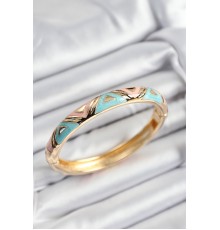 Mineli Pirinç Pembe Ve Mavi Üçgen Motifli Gold Renk Kadın Kelepçe - TJ-BB7381