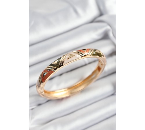 Mineli Pirinç Karışık Üçgen Motifli Gold Renk Kadın Kelepçe - TJ-BB7382