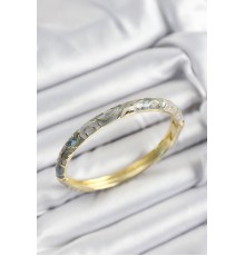 Mineli Pirinç Gri Sarmal Motifli Gold Renk Kadın Kelepçe - TJ-BB7384