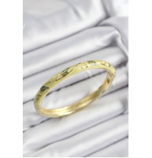 Mineli Pirinç Fıstık Yeşili Yaprak Motifli Gold Renk Kadın Kelepçe - TJ-BB7387