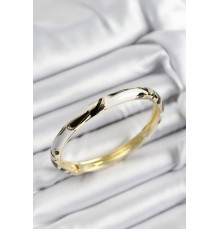 Mineli Pirinç Siyah Ve Beyaz Mermer Motifli Gold Renk Kadın Kelepçe - TJ-BB7393