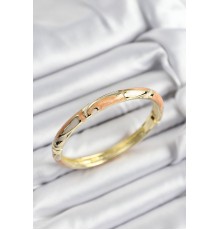 Mineli Pirinç Krem Ve Turuncu Mermer Motifli Gold Renk Kadın Kelepçe - TJ-BB7394