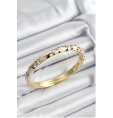 Mineli Pirinç Krem Petek Motifli Gold Renk Kadın Kelepçe - TJ-BB7405