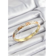 Mineli Pirinç Krem Ve Yavru Ağzı Sarmal Motifli Gold Renk Kadın Kelepçe - TJ-BB7408