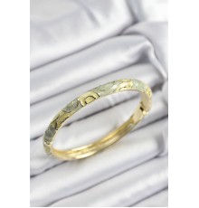 Mineli Pirinç Yeşil Sarmal Motifli Gold Renk Kadın Kelepçe - TJ-BB7411