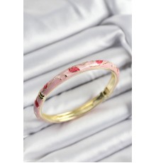 Mineli Pirinç Kırmızı ve Pembe Yaprak Motifli Gold Renk Kadın Kelepçe - TJ-BB7412
