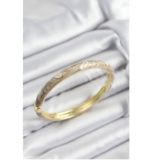 Mineli Pirinç Bej Mermer Motifli Gold Renk Kadın Kelepçe - TJ-BB7415