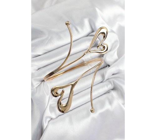 Pirinç Kalp Model Gold Renk Kadın Pazu Bileklik - TJ-BB7422