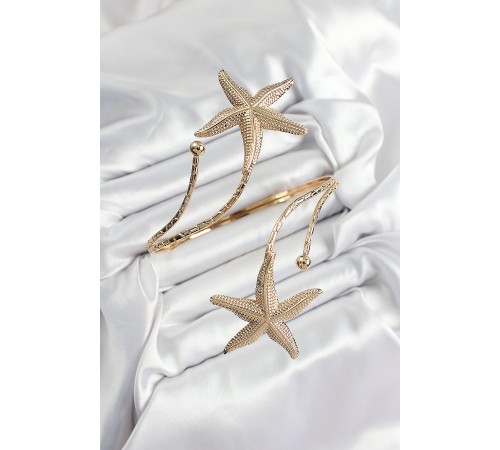 Pirinç Deniz Yıldızı Model Gold Renk Kadın Pazu Bileklik - TJ-BB7425