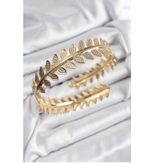 Pirinç Yaprak Model Gold Renk Kadın Pazu Bileklik - TJ-BB7429
