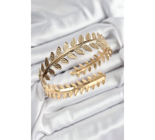 Pirinç Yaprak Model Gold Renk Kadın Pazu Bileklik - TJ-BB7429