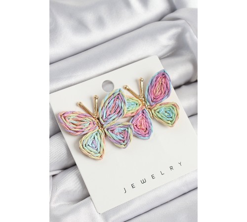 Pirinç Rainbow Model Gold Renk Kadın Hasır Küpe - TJ-BKP10892