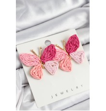 Pirinç Pembe Model Gold Renk Kadın Hasır Küpe - TJ-BKP10893