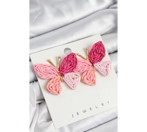 Pirinç Pembe Model Gold Renk Kadın Hasır Küpe - TJ-BKP10893