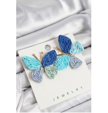 Pirinç Mavi Model Gold Renk Kadın Hasır Küpe - TJ-BKP10894