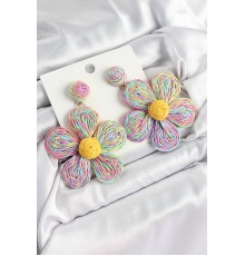 Pirinç Rainbow Papatya Model Gold Renk Kadın Hasır Küpe - TJ-BKP10895