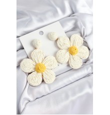 Pirinç Krem Papatya Model Gold Renk Kadın Hasır Küpe - TJ-BKP10896