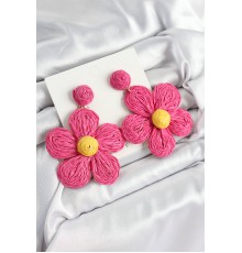 Pirinç Pembe Papatya Model Gold Renk Kadın Hasır Küpe - TJ-BKP10897