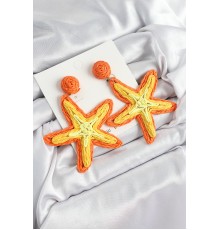 Pirinç Turuncu Deniz Yıldızı Model Gold Renk Kadın Hasır Küpe - TJ-BKP10898