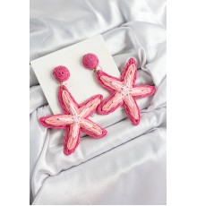 Pirinç Pembe Deniz Yıldızı Model Gold Renk Kadın Hasır Küpe - TJ-BKP10899
