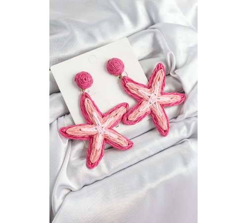 Pirinç Pembe Deniz Yıldızı Model Gold Renk Kadın Hasır Küpe - TJ-BKP10899