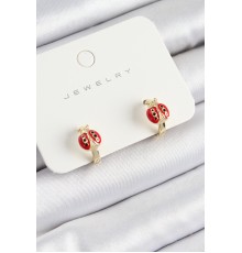 Pirinç Uğur Böceği Model Gold Renk Çocuk Küpe - TJ-BKP10902