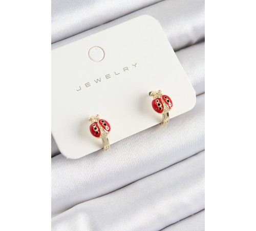 Pirinç Uğur Böceği Model Gold Renk Çocuk Küpe - TJ-BKP10902