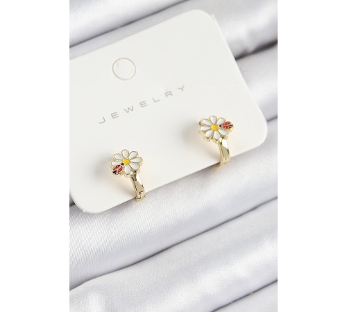 Pirinç Papatya Model Gold Renk Çocuk Küpe - TJ-BKP10903