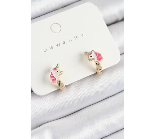 Pirinç Unıcorn Model Gold Renk Çocuk Küpe - TJ-BKP10905