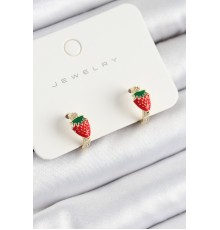 Pirinç Çilek Model Gold Renk Çocuk Küpe - TJ-BKP10906