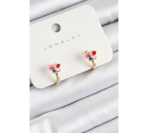 Pirinç Zirkon Taşlı Model Gold Renk Çocuk Küpe - TJ-BKP10908