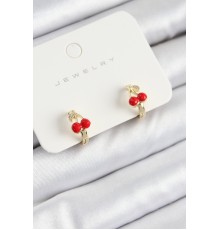 Pirinç Kiraz Model Gold Renk Çocuk Küpe - TJ-BKP10910