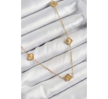 316L Çelik Yonca Model Gold Renk Kadın Kolye - TJ-BKO10378