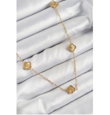 316L Çelik Yonca Model Gold Renk Kadın Kolye - TJ-BKO10378
