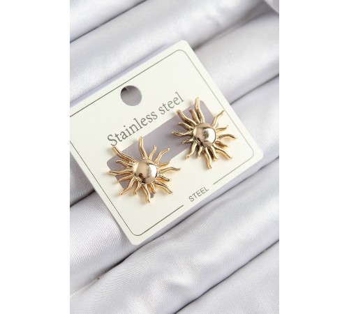 316L Çelik Güneş Model Gold Renk Kadın Küpe - TJ-BKP10914