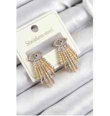 316L Çelik Zirkon Taşlı Göz Model Gold Renk Kadın Küpe - TJ-BKP10919