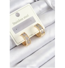 316L Çelik Zirkon Taşlı Halka Model Gold ve Gümüş Renk Kadın Küpe - TJ-BKP10922