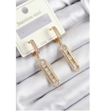 316L Çelik Zirkon Taşlı Sallantılı Messika Model Gold Renk Kadın Küpe - TJ-BKP10920