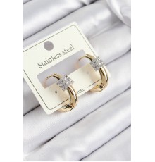 316L Çelik Zirkon Taşlı Halka Model Gold Renk Kadın Küpe - TJ-BKP10924