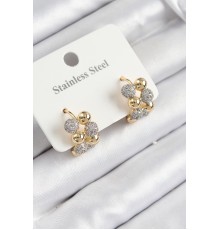 316L Çelik Zirkon Taşlı Topçuk Halka Model Gold Ve Gümüş Renk Kadın Küpe - TJ-BKP10926