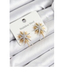 316L Çelik Zirkon Taşlı Kutup Yıldızı Model Gold Ve Gümüş Renk Kadın Küpe - TJ-BKP10928