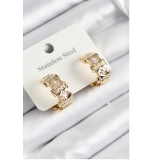 316L Çelik Zirkon Taşlı Halka Model Gold Renk Kadın Küpe - TJ-BKP10930