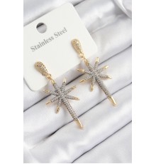 316L Çelik Zirkon Taşlı Pusula Yıldızı Model Gold Ve Gümüş Renk Kadın Küpe - TJ-BKP10934