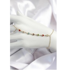 Pirinç Renkli Kalpli Zirkon Taşlı Y Model Gold Renk Kadın Şahmeran - TJ-SN680