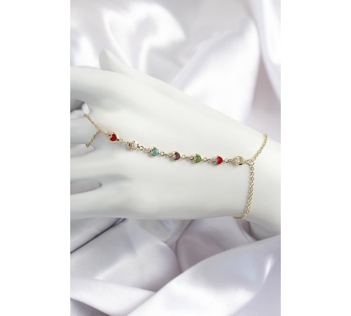 Pirinç Renkli Kalpli Zirkon Taşlı Y Model Gold Renk Kadın Şahmeran - TJ-SN680