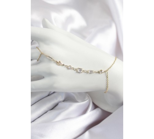 Pirinç Zirkon Taşlı Y Model Gold Renk Kadın Şahmeran - TJ-SN681